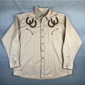 Panhandle Slim Retro Western Shirt Mens XL Pearl Snap Cowboy Chainstitch Rodeo